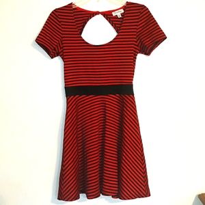 Olsenboye Red and Black Striped Mini Dress